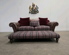 TETRAD LEATHER & FABRIC 3 SEATER SOFA BROWN CHESTERFIELD FREE DELIVERY 🚚🇬🇧