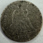 1884 Seated Liberty Dime Exact Coin Imaged #SL343