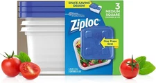Ziploc Container, Medium Square,3 Count (Pack of 1) Clear 