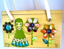 Enid Collins of Texas Vintage 1960s Wooden Purse Box Bag - Zodiac Virgo