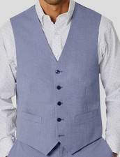 Tommy Hilfiger Men's Blue Modern-Fit Stretch Chambray Suit Separate Vest Size: L