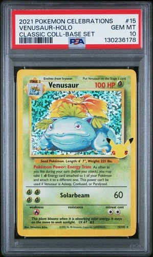 PSA 10 Venusaur #15 2021 Pokemon Celebrations Holo GEM MINT WOTC Base Art