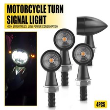 Mini Motorcycle Amber LED Bullet Turn Signals Blinker Light Indicator Black EOA