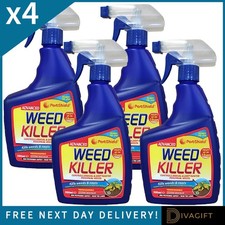 4 x ADVANCED WEEDKILLER WEED KILLER SPRAY 500ML READY TO USE FOR WEEDS & ROOTS