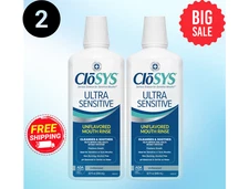 CloSYS Ultra Sensitive Mouth Rinse, 32 oz (2 Pack) | Gentle, Dye-Free, Non-Irrit