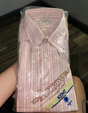 Vintage Arrow Kent Men's Pink/White Striped Dress Shirt 16.5 Neck 32/33 Sleeve