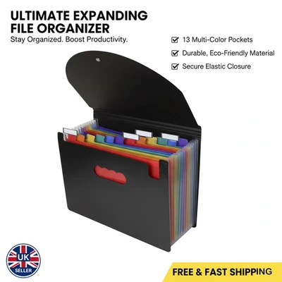 A-Z Month A4 Concertina Expanding File Accordion Folder Organiser Wallet Pockets