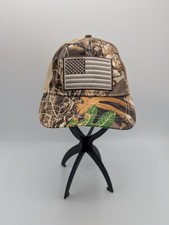 Camo Trucker Hat With American Flag Patch OSFM Infinity Adjustable Mesh Back