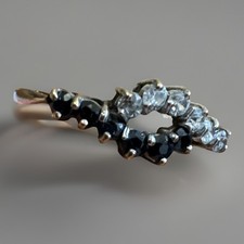 Vintage Ring 9 kt Gold Saphir & CZ Twist Curve Größe P komplett gepunzt
