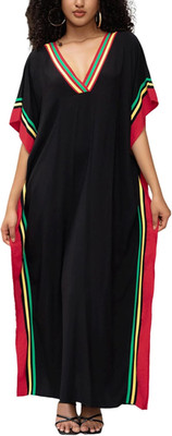 Kaftan Dresses for Women V-Neck Print Swimsuit Cover up plus Size Beach Caftan L