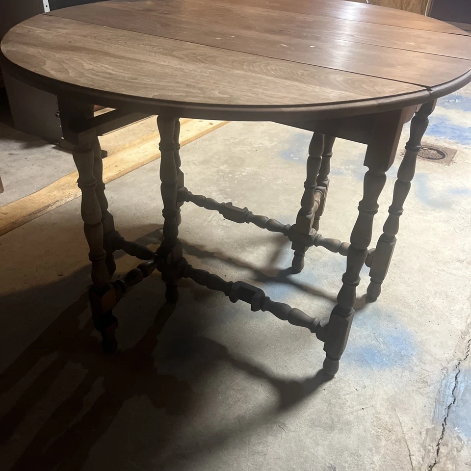 古董落叶门腿桌手转腿红木。  1800 年代 W&Mary 风格 — 第 2/4 张图片