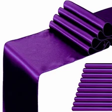 Satin Purple Table Runner 12 x 108 Inches Pack of 10 Long Table Runner for Pa...