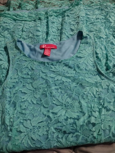 UP By Ultra Pink Green Lace Dress Womens Large Wedding Guest Shower Whimsy Fairy - Picture 8 of 8