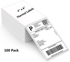 4x6 Fanfold Direct Thermal Shipping Labels for Zebra  Rollo Printer 100 Labels
