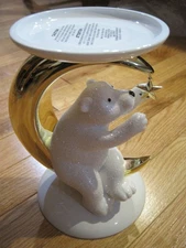NIB 2025 Bath & Body Works Polar Bear Crescent Moon Pedestal 3Wick Candle Holder