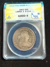 1803 DRAPPED BUST HALF DOLLAR  ANACS G 4
