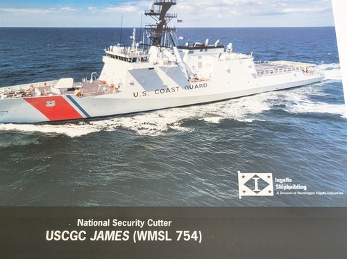 Hoja de barco cortador de seguridad nacional Ingalls Shipbuilding USCGS James WMSL 754 - Imagen 2 de 2