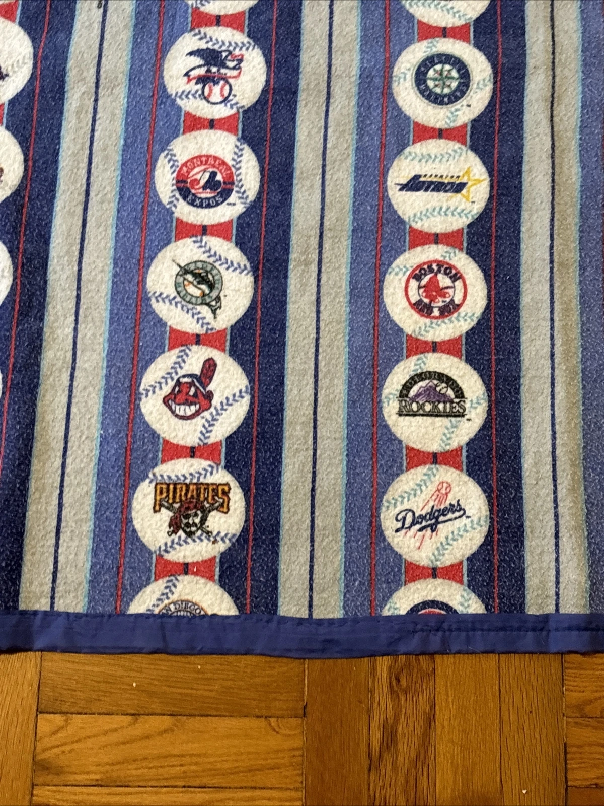 Vintage  Baseball Fleece Blanket Throwback Logos 1998 88 X 72