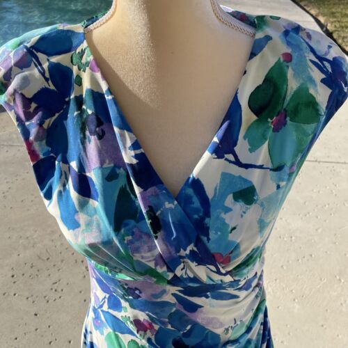 RALPH LAUREN 'Mad Men' Stretch Structured Shirred Floral Wiggle Dress Size 6 - Picture 3 of 15