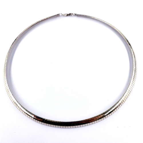 ITALY 925 Sterling Silver 18" Omega Chain 6MM Link Necklace Womens Cubetto 28.5g - Picture 3 of 10