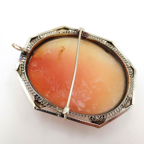 Estate Cameo Brooch and Pendant 14k White Gold - Picture 7 of 10