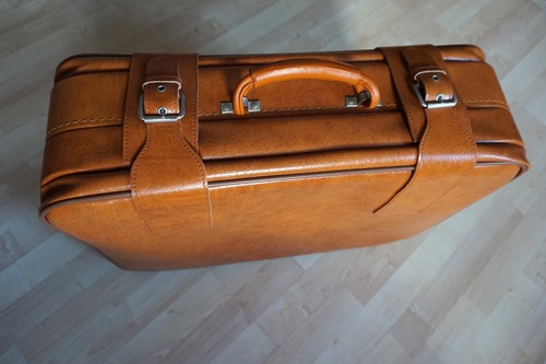 Retro Auto Oldtimer Koffer antik Vintage Natur Leder Reise Gepäck Deko Tasche - Bild 8 von 18