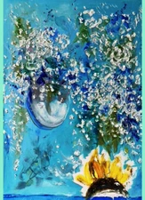 Oil Painting Daisy ORIGINAL Art Sunflower Painting Fantasy Abstract Modern Art