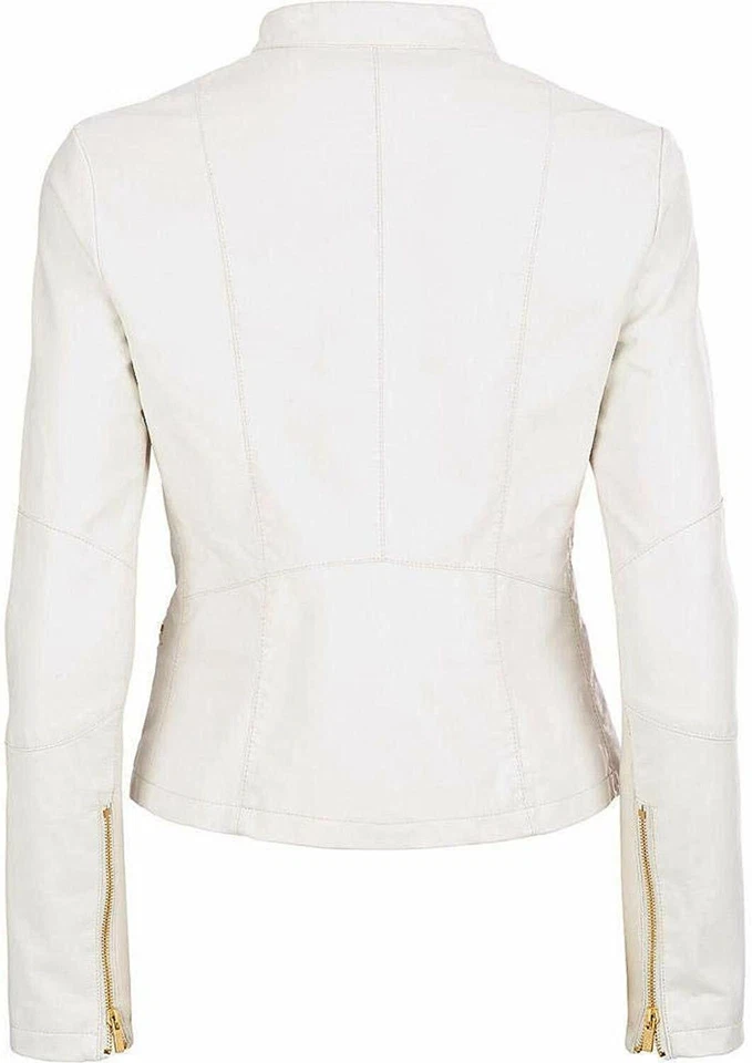 Stylisch Hot Damen Lederjacke 100% Echtes Weiches Lammleder Enganliegend Jacke - Bild 2 von 4