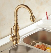 Antique Brass 360 Swivel Spout Kitchen Basin Vessel Sink Mixer Water Faucet Tap
