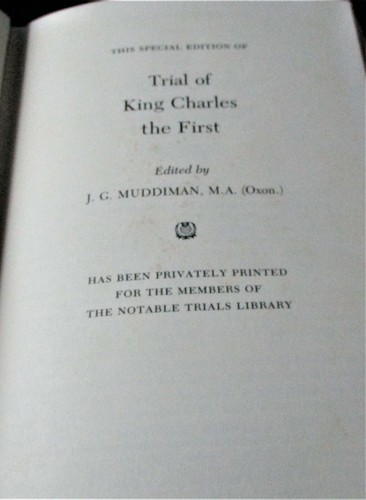TRIAL OF KING CHARLES I Muddiman Qrtr Leather Notable Trials 1990 Legal History - Picture 2 of 12