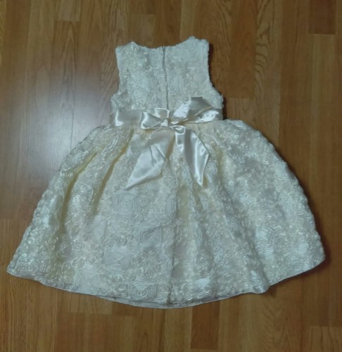 American Princess Wedding Easter Formal Party Beige Lined Layered Flower Dress 6 - Picture 3 of 12