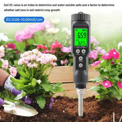 Soil EC Temp Meter Garden Plants Soil Salinity Test Soil Conductivity Tester