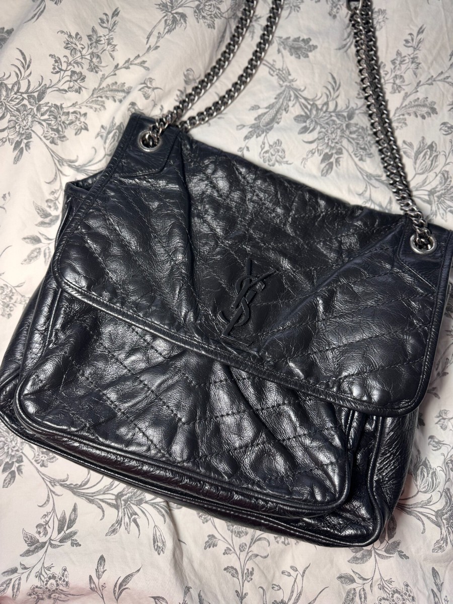 Saint Laurent Niki Shoulder Bag Medium Black Leather | eBay