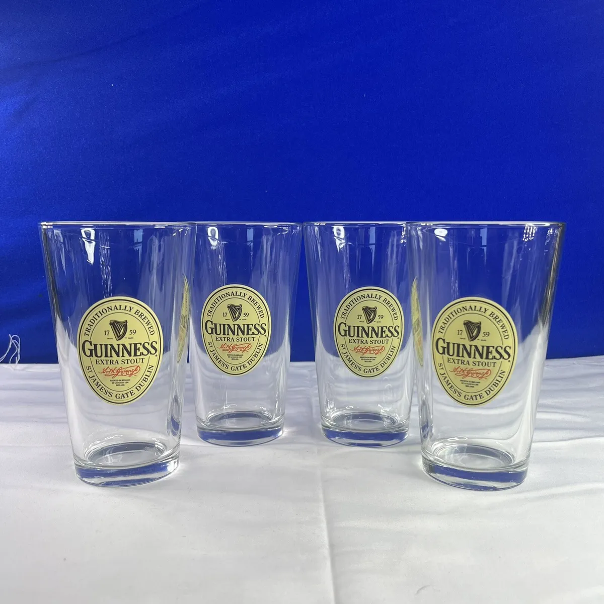 GUINNESS EXTRA STOUT IRISH BEER IMPORT PINT BAR GLASSES 16 OUNCES Set Of 4