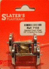 Slaters 7133 1 x Pair Fine 4' 12 Spoke Coach Wheels & Bearings 0 Gauge T48 Post