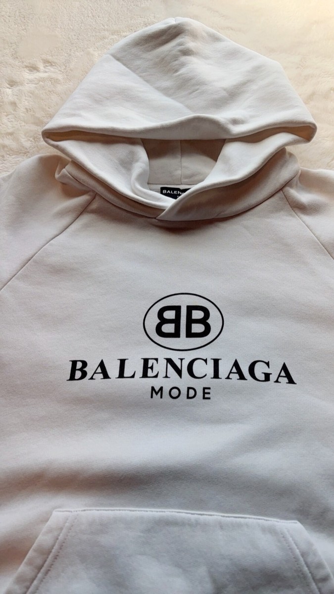 Balenciaga Mode White Hoodie Sweatshirt MILD USED Light