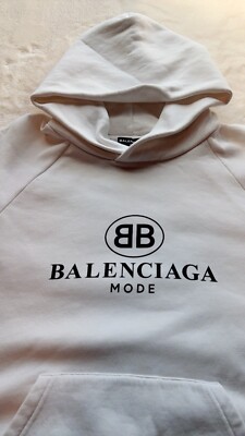Balenciaga Mode White Hoodie Sweatshirt MILD USED Light