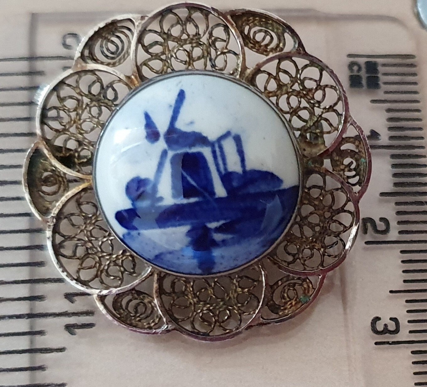 1 Delft Signed Solid Silver Windmill  Rare Vintag… - image 2