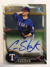 2016 Bowman Chrome Prospect Autograph CONNOR SADZECK Rangers Auto Rookie Card RC