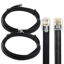 RJ12 Cable 10ft Telephone Cord 6P6C Connector 2 Pack Black Home/Office