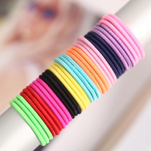 Soporte para cabello cola de caballo para niños 100 piezas 3 cm banda elástica delgada cabello colorido - Imagen 5 de 32