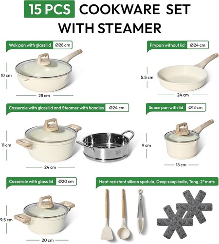 JUST PERFECTO Topfset und Pfannenset Induktion mit deckel 15 Tlg. B-Ware - Bild 5 von 15