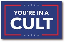 ANTI TRUMP YOU'RE IN A CULT Outdoor Safe Election Bumper Sticker