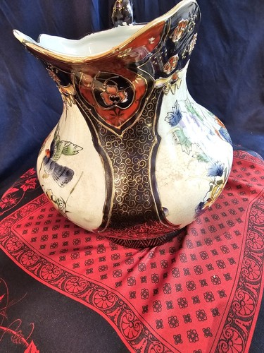 Antique Multicolored Bird & Floral Antique Wash Basin & Pitcher Very Beautiful. - Picture 15 of 16