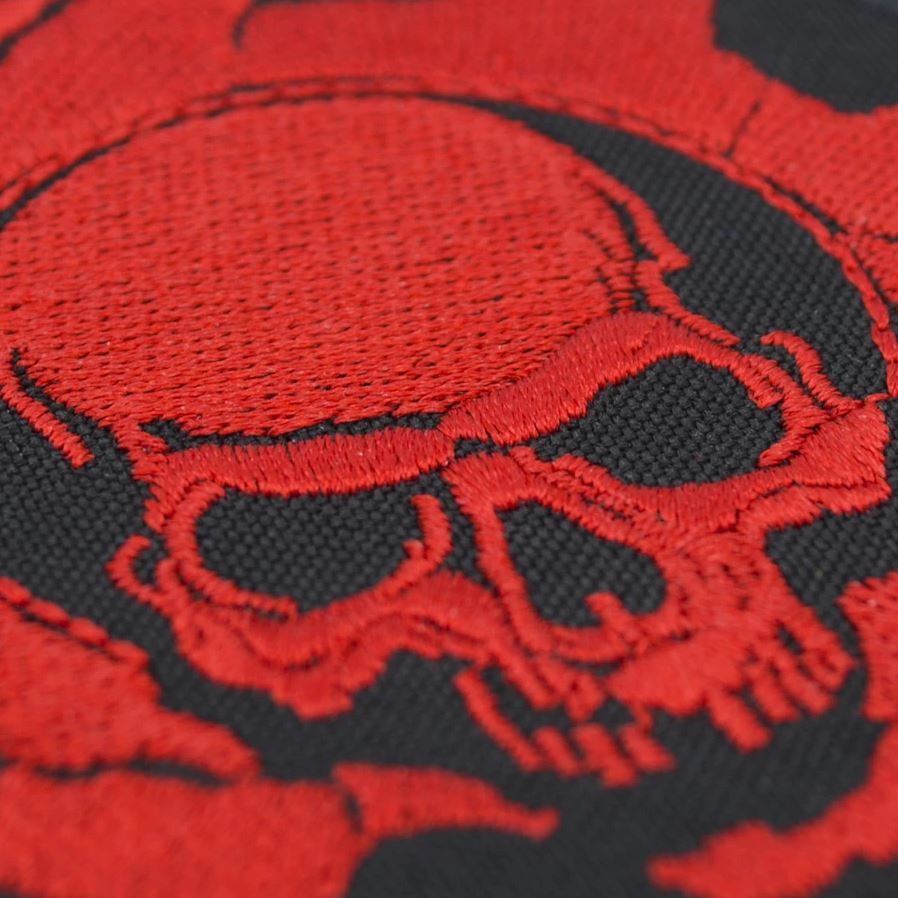 Red Skull Patch Mechanical Gear Military Army Mechanic Biker Motorcycle ...
