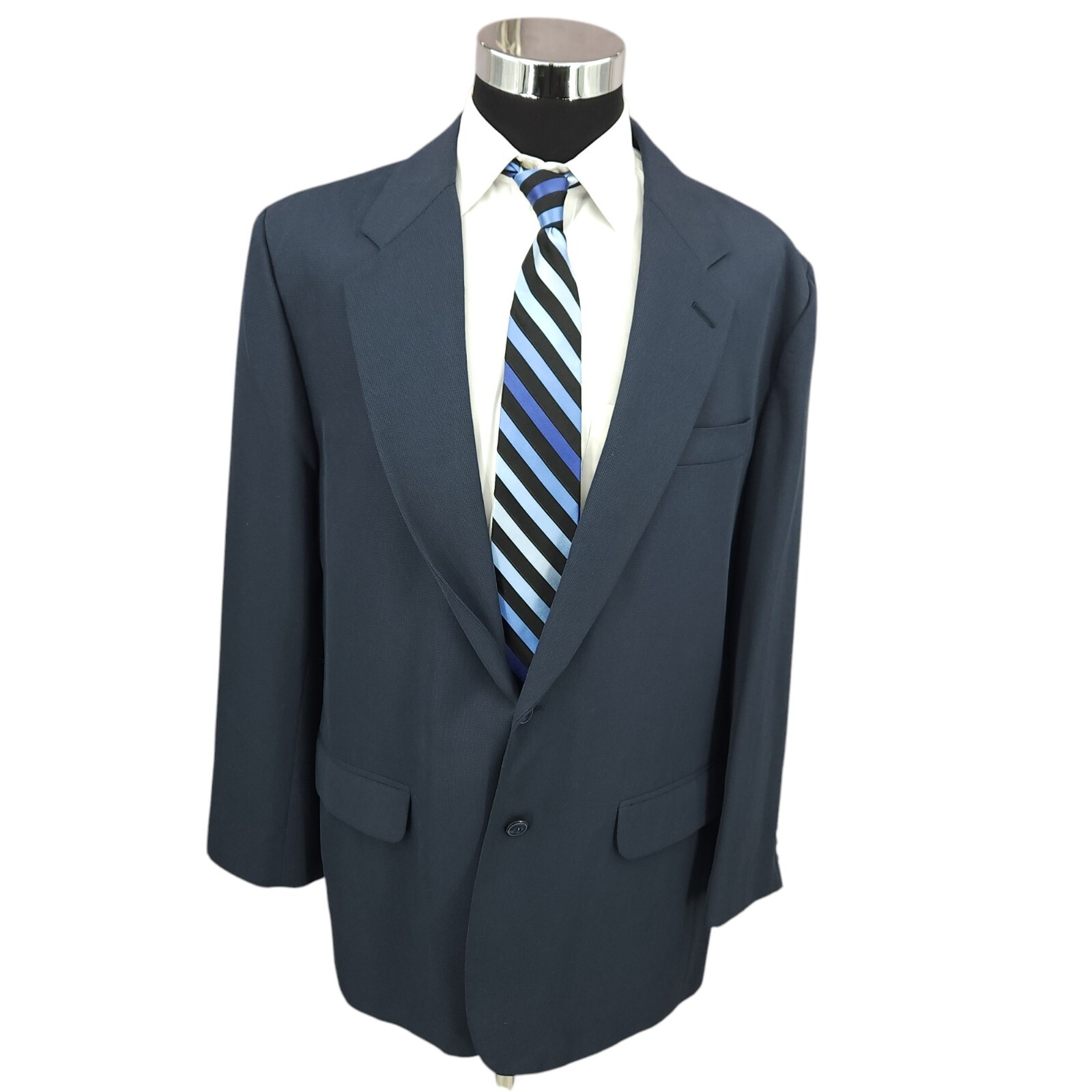 Claiborne Mens 42L Blue Polyester Blazer Jacket with 2 Buttons-image