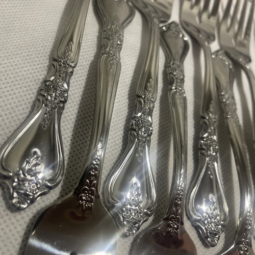 Rogers Co Kings Berry Lot Of 12 Salad Forks Stainless Korea Floral Scrolls - Picture 9 of 12