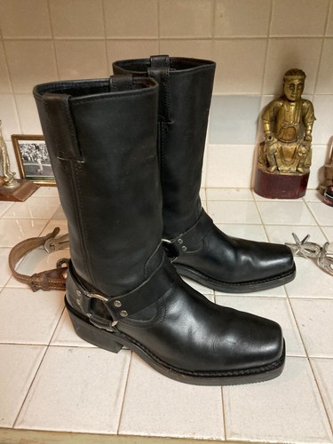 HARLEY DAVIDSON MOTORCYCLE SQUARE TOE BOOTS BLACK LEATHER VINTAGE USA 9.5 M - 第 10/16 張圖片