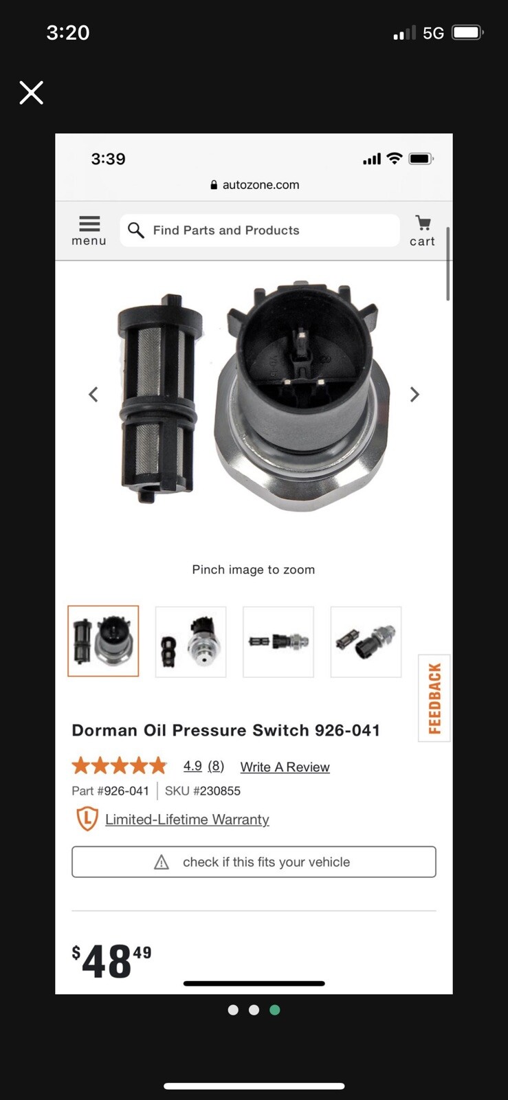 Engine Oil Pressure Sensor Dorman 926041 eBay