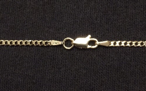 Goldkette 14 Karat Gold Vermeil Kubanisches Glied 16 Zoll 2 mm 0,925 Italien - Bild 3 von 3